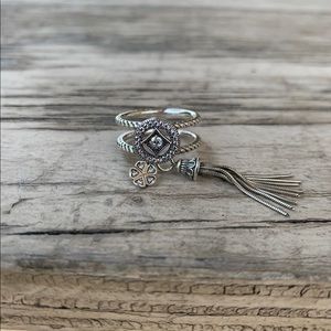 100% 925Sterling Silver Geometric Long Tassel Ring